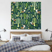  sparrenbomen, hertenmotief. canvas afdruk (Insitu (Slaapkamer))