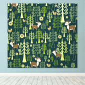  sparrenbomen, hertenmotief. canvas afdruk (Insitu (Houten vloer))