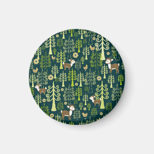  sparrenbomen, hertenmotief. magneet