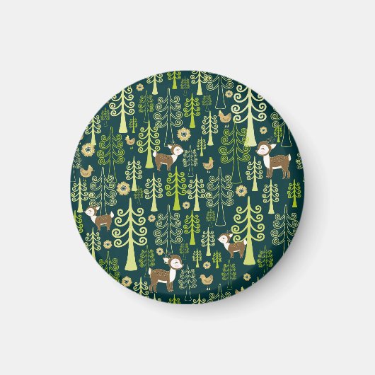  sparrenbomen, hertenmotief. magneet (Voorkant)