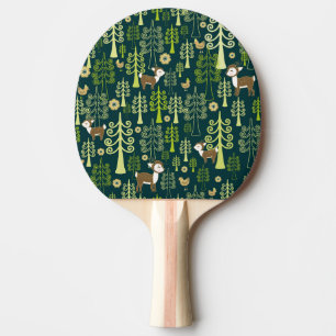  sparrenbomen, hertenmotief. tafeltennisbatje