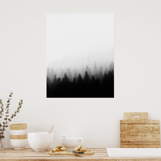 Sparrenbos in mist poster (Keuken)