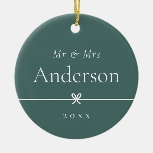 sparrengroen | Eenvoudige minimale boog bruiloft f Keramisch Ornament (Voorkant)