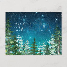 Sparrenlicht Nacht Bos Bruiloft Save the Date Aankondigingskaart