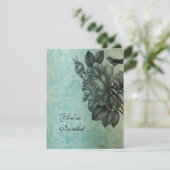 Sparrow and Roos Elegant  Damask in Blue Kaart (Staand voorkant)