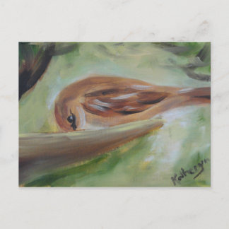 Sparrow at Feeder Briefkaart
