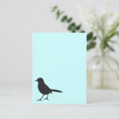 Sparrow bird black & white silhouette blue briefkaart (Staand voorkant)