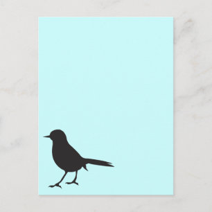 Sparrow bird black & white silhouette blue briefkaart
