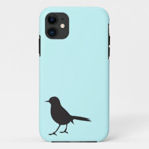 Sparrow bird black & white silhouette blue Case-Mate iPhone case