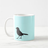 Sparrow bird black & white silhouette blue koffiemok (Links)