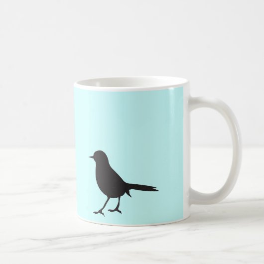 Sparrow bird black & white silhouette blue koffiemok (Rechts)