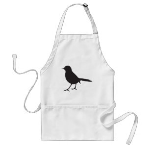 Sparrow bird black & white silhouette blue standaard schort