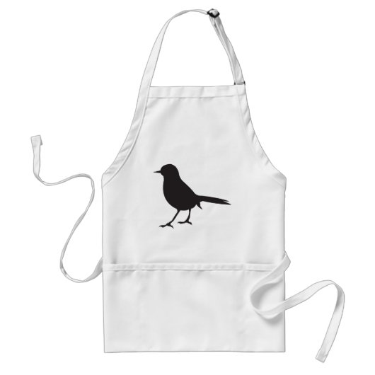 Sparrow bird black & white silhouette blue standaard schort (Voorkant)
