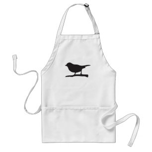 Sparrow bird & branch black & white silhouet standaard schort
