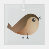 Sparrow Bird Cartoon Glas Ornament (Voorkant)