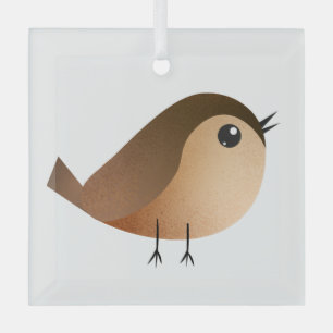 Sparrow Bird Cartoon Glas Ornament