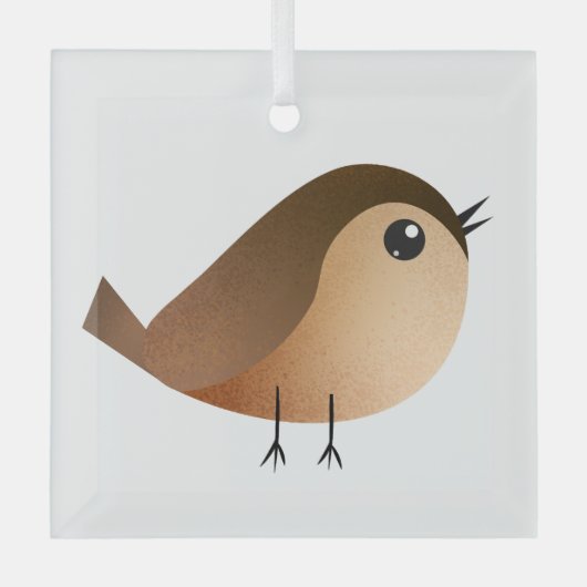 Sparrow Bird Cartoon Glas Ornament (Voorkant)