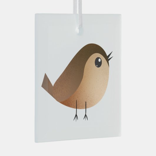 Sparrow Bird Cartoon Glas Ornament (Voorkant Rechts)
