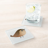 Sparrow Bird Cartoon Glazen Onderzetter (Schuin)