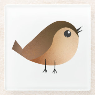 Sparrow Bird Cartoon Glazen Onderzetter