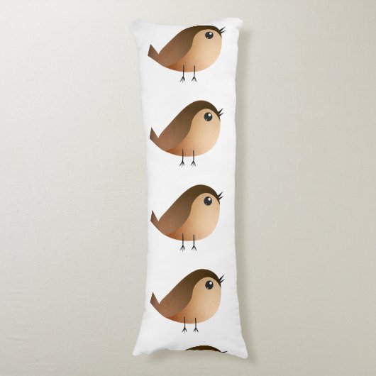 Sparrow Bird Cartoon Lichaamskussen (Voorkant Verticaal)