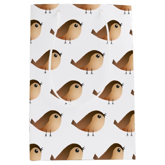 Sparrow Bird Cartoon Medium Cadeauzakje (Voorkant)