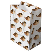 Sparrow Bird Cartoon Medium Cadeauzakje (Achterkant Gekanteld)