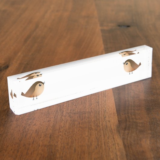 Sparrow Bird Cartoon Naambordje (Zijkant)