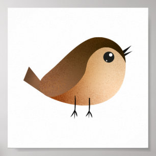 Sparrow Bird Cartoon Poster