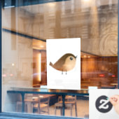 Sparrow Bird Cartoon Raamsticker (Cafe Raam)