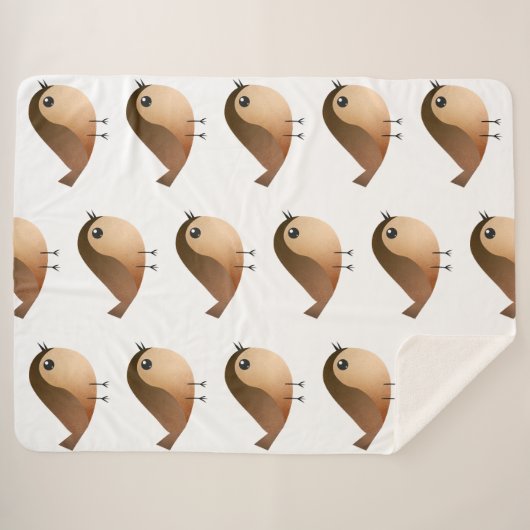 Sparrow Bird Cartoon Sherpa Deken (Voorkant (horizontaal))