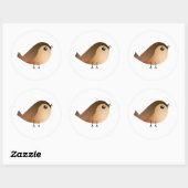 Sparrow Bird Cartoon T-Shirt Ronde Sticker (Vel)