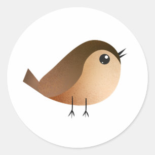Sparrow Bird Cartoon T-Shirt Ronde Sticker