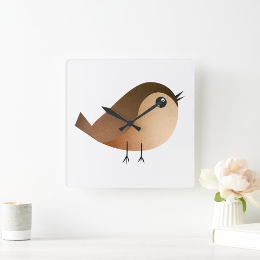 Sparrow Bird Cartoon Vierkante Klok (Huis)