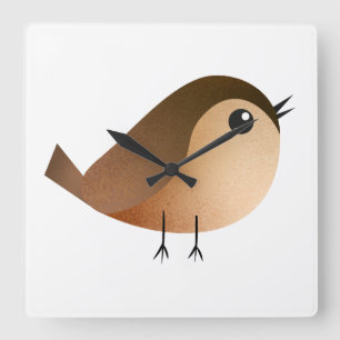 Sparrow Bird Cartoon Vierkante Klok