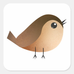 Sparrow Bird Cartoon Vierkante Sticker