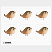 Sparrow Bird Cartoon Vierkante Sticker (Vel)