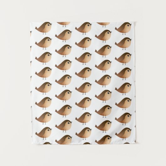 Sparrow Bird Cartoon Wandkleed (Voorkant)