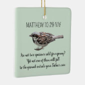 Sparrow Bird Cast Your Cares Bijbelvers Groen Keramisch Ornament (Rechts)