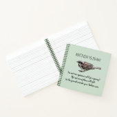 Sparrow Bird Cast Your Cares Bijbelvers Groen Notitieboek (Binnen)