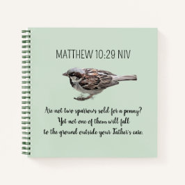 Sparrow Bird Cast Your Cares Bijbelvers Groen Notitieboek