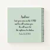 Sparrow Bird Cast Your Cares Bijbelvers Groen Notitieboek (Achterkant)