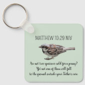 Sparrow Bird Cast Your Cares Bijbelvers Groen Sleutelhanger (Voorkant)