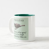Sparrow Bird Cast Your Cares Bijbelvers Groen Tweekleurige Koffiemok (Voorkant links)