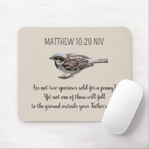 Sparrow Bird Cast Your Cares Bijbelvers Khaki Muismat
