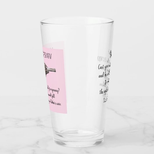 Sparrow Bird Cast Your Cares Bijbelvers Roze Glas (Links)