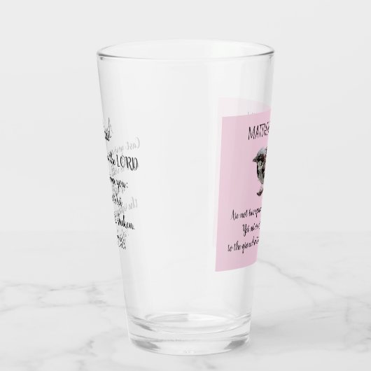 Sparrow Bird Cast Your Cares Bijbelvers Roze Glas (Rechts)