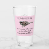 Sparrow Bird Cast Your Cares Bijbelvers Roze Glas (Voorkant)