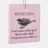 Sparrow Bird Cast Your Cares Bijbelvers Roze Keramisch Ornament (Rechts)