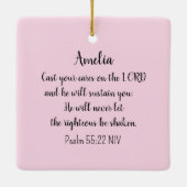 Sparrow Bird Cast Your Cares Bijbelvers Roze Keramisch Ornament (Achterkant)